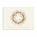 Colorful Berry Wreath Greeting Card - Gold Lined Ecru Fastick  Envelope